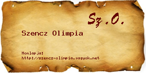 Szencz Olimpia névjegykártya